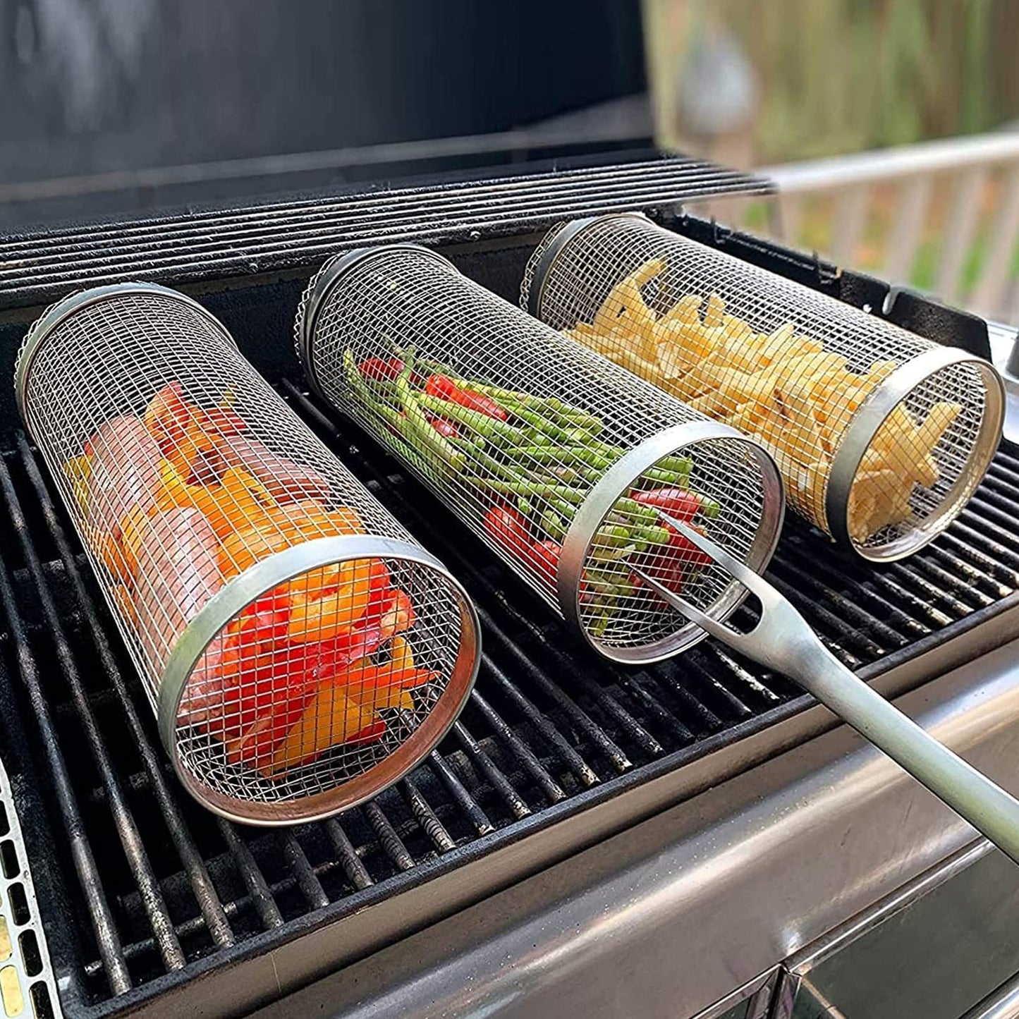 Portable Rolling Grilling Basket