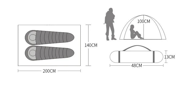 Hewolf 1595: Ultralight Double-Layer Aluminum Camping Tent